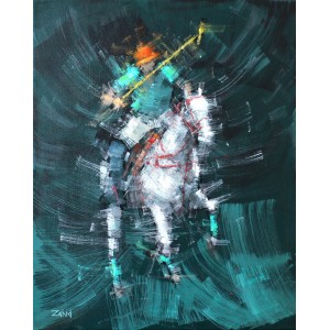 Zahid Saleem, 13 x16 Inch, Acrylic on Canvas, Polo Horse Painting, AC-ZS-016